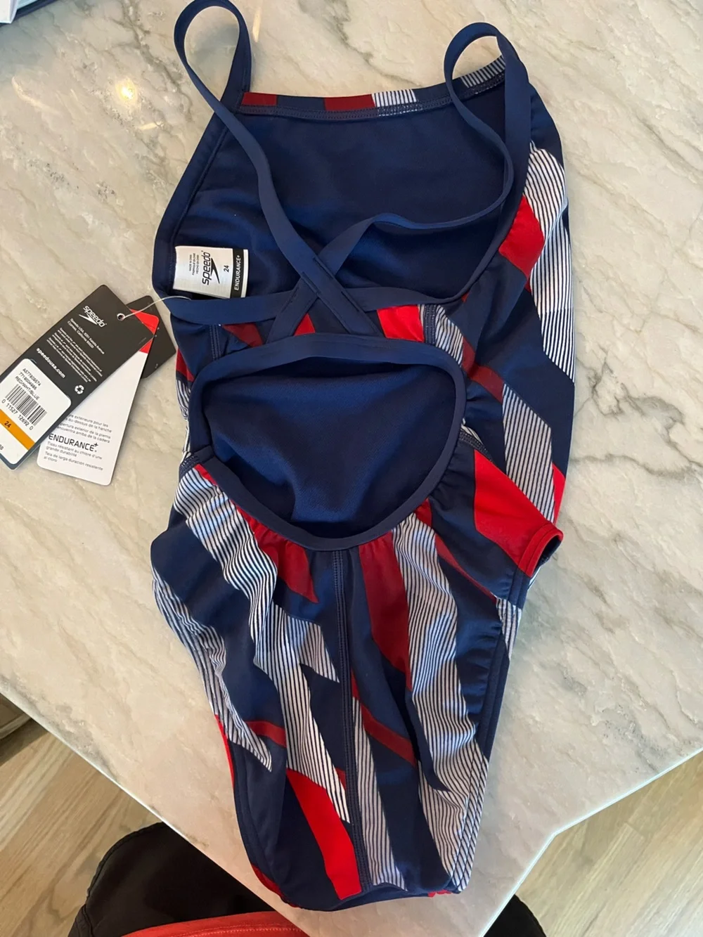 Speedo Men’s Navy and Red Performance Swim Briefs